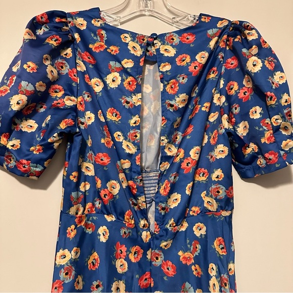 NWT ASOS blue floral midi tea dress size 4 - Picture 5 of 9